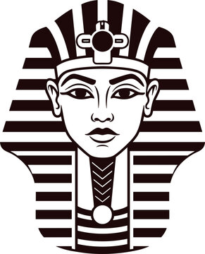 Ancient Egyptian Pharaoh Mask Vector Illustration Traditional Egypt Symbol with Striped Nemes Headdress Design