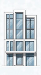 Obraz premium Modern office building with large windows.