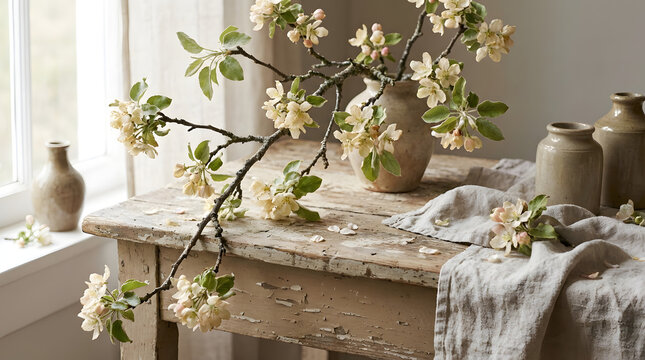 Rama de arbol con flores blancas en naturaleza primavera