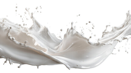 Milk Splash in Glass Isolated on White &ndash; Fresh Dairy Liquid with Dynamic Motion