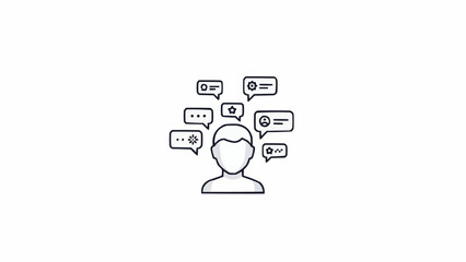 Fototapeta premium Person with speech bubbles thinking face.