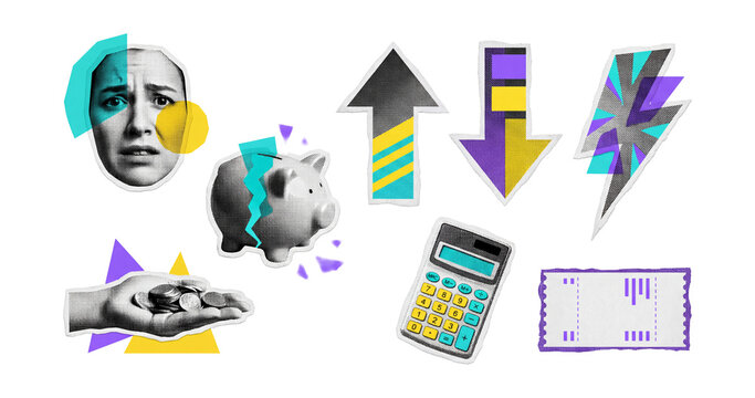 Editorial collage finance stress .