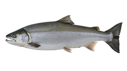 Obraz premium Fresh salmon fish on white background seafood isolated on a transparent background