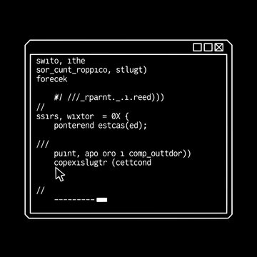 A computer screen displays complex code in a programming environment with a cursor