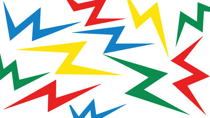 vibrant abstract lightning bolt pattern in primary colors on white background