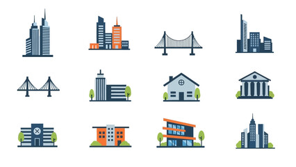 A Collection of Modern and Classic Building and Bridge Iconography