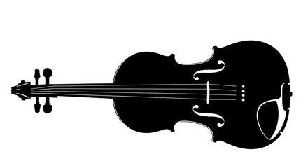 Obraz premium Silhouette of a violin isolated on white background for musical concepts