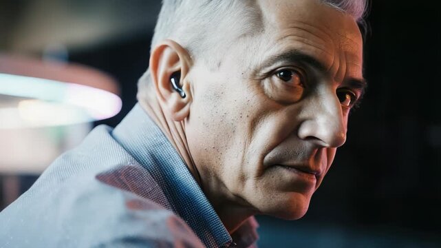 Portrait of Senior Man Wearing Hearing Aid