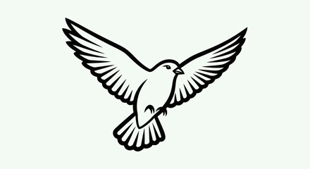 Fototapeta premium Soaring bird silhouette with outstretched wings against a neutral backdrop