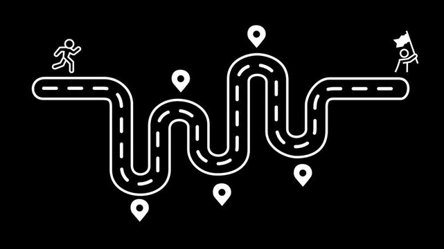 Creative idea generation for new product development concept. Creative thinking and innovation. Road map with stages of innovation icons, generating creative and Motion video.4K animation.