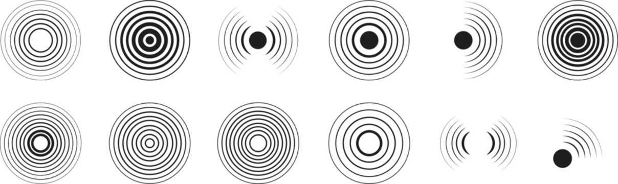Radar icons set. Collection sonar sound waves. Radar icon. Sonar wave sign. Big set on the white background - stock vector.