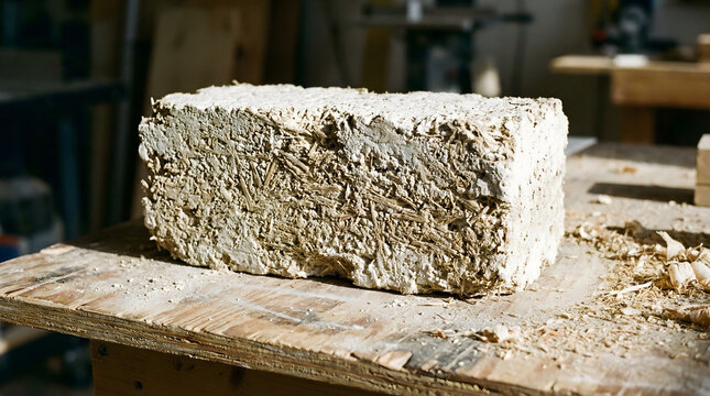 Macro of Sustainable Hempcrete Block with Hemp Hurd Fibers and Lime Binder Matrix