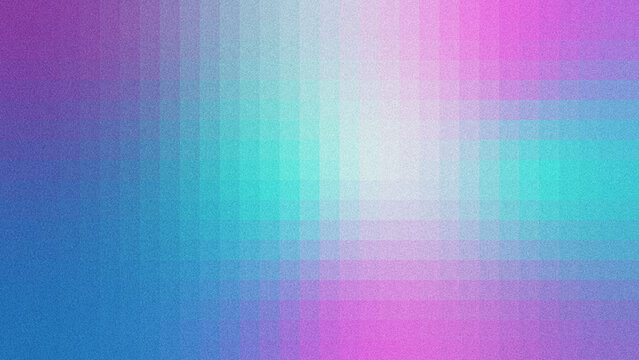 Vibrant abstract grid background with smooth pink to blue gradient and textured grainy noise effect. 
