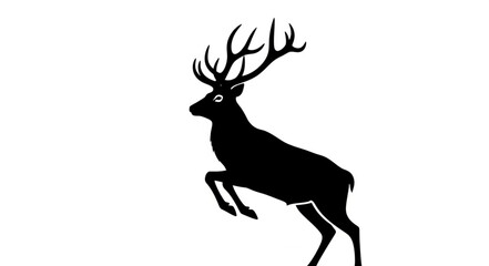 Obraz premium Running Deer Silhouette with Antlers.