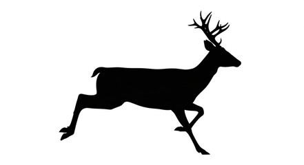 Obraz premium Running Deer Silhouette with Antlers.