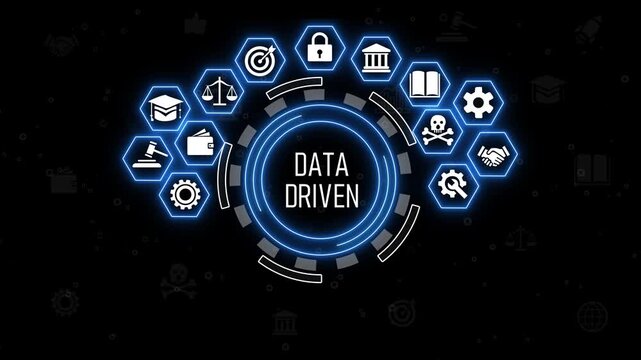 Data driven marketing concept. Collecting big data and analytics, personalized and contextual marketing. Digital marketing and technology, artificial intelligence.