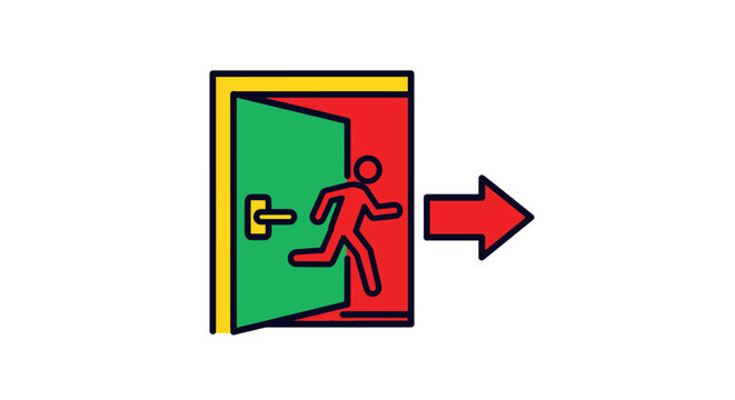 Emergency Exit Door Sign Symbol.