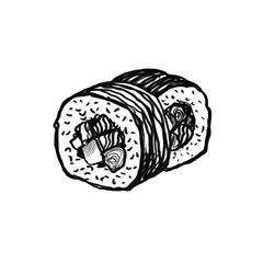 Sushi maki roll – Hand drawn illustration, black pencil, transparent PNG, human made/no ai © Peer