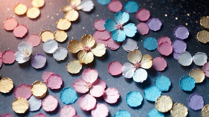 和紙の風合いを感じるカラフルなアジサイをイメージした壁紙イラスト