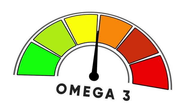Omega 3 Level Gauge with Needle Pointing to Green Section on White Background meter indicator