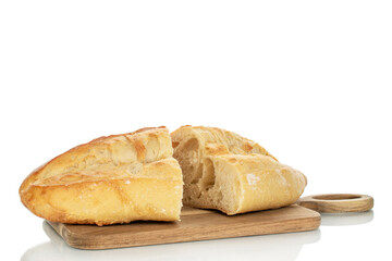 Naklejka premium White wheat bun isolated on white background, macro.