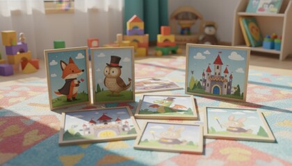 Diverse Generated Children Book Collection Featuring Puzzles, Toys, and Characters