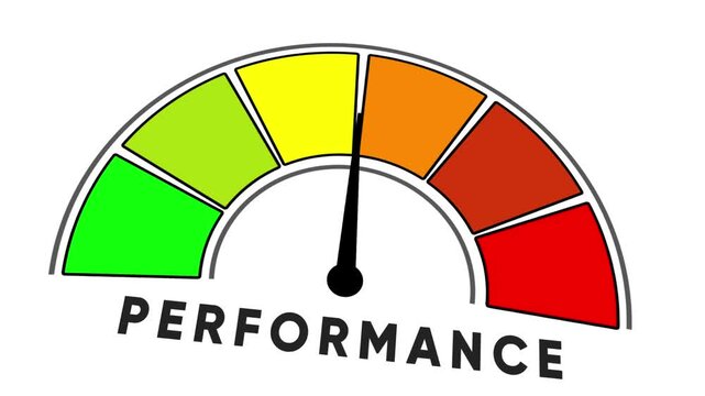 Performance Meter Gauge Showing High Level On White Background speedometer indicator