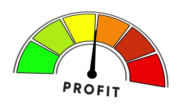 Profit Meter Gauge Showing High Level On White Background speedometer indicator
