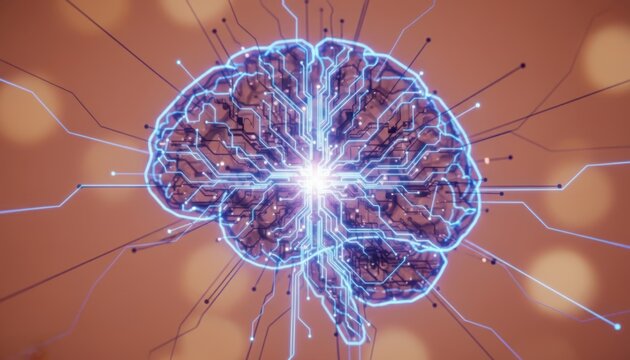 Close Eye Level Shot Captures Illuminated Neural Network Within A Digital Brain, 20260220