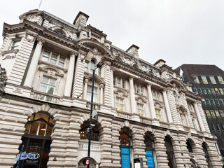 Naklejka premium Historic neoclassical building on King Street Manchester with arches and columns