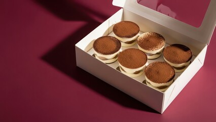 Delicious desserts (. chocolate cupcakes in a white box transparent png