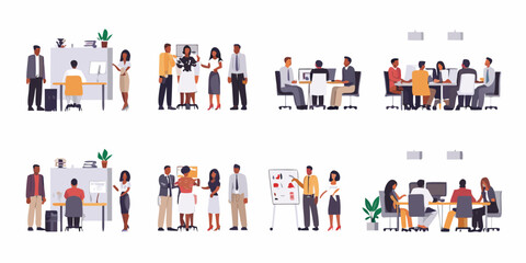 Diverse group of professionals collaborating in a modern office environment