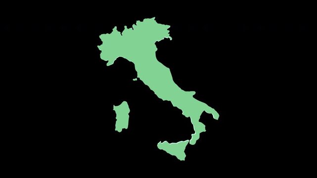 Italy green 3D map spin perfect 10 second loop black background