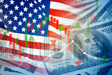 US financial inflation crisis with stock market graph , economy problem , investment analysis concept