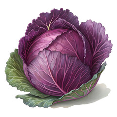 Obraz premium Vibrant purple cabbage with lush green leaves showcases natural beauty and freshness in a garden setting cabbage, purple, vegetable, garden, freshness, greenery, natural, organic, healthy, eating, col