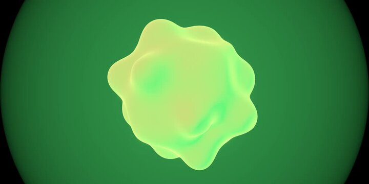 Glowing Organic Lime Green Blob on Dark Green Vignette Background