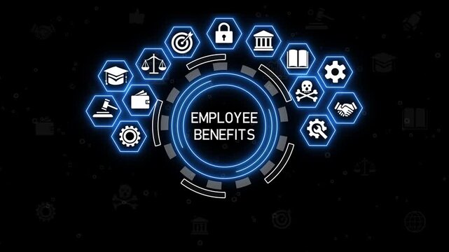 Employee benefits concept. Indirect and non-cash compensation paid to employees offered to attract and retain employees.