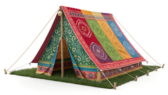  traditional camping tent khaima pavilion on white background