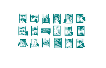 Abacus Calculation Vector Set - Black Silhouette Illustrations, Ancient Math Graphics, Abacus Icons, Counting Tool Design Elements