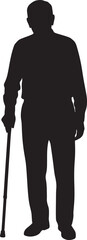 Memorial Day Veteran with Cane Silhouette Vector Illustration.