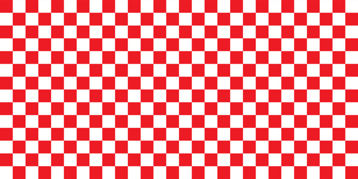 red and white chess pattern. Checkerboard seamless vector illustration. Abstract checkered checkerboard for game. Grid geometric square shapes. Race flags.