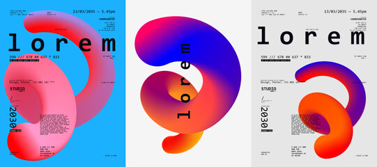 Abstract design featuring bold, colorful gradients and modern typography. The composition includes dynamic shapes and text elements, creating a futuristic aesthetic.