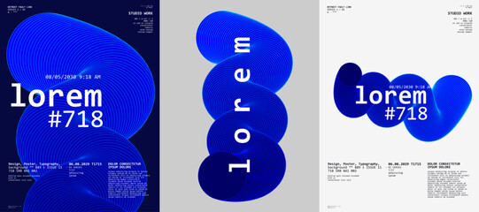 Abstract design featuring bold blue shapes and modern typography. The composition includes circular patterns and text elements, creating a dynamic visual impact. Ideal for creative projects.