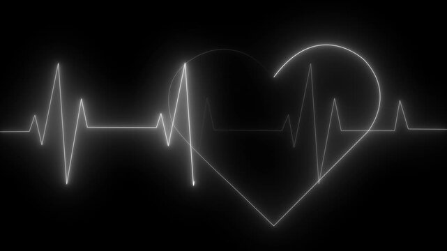 Glowing Heartbeat Line Graph Pulse E C G Animation on Black Background Medical Health Concept electrocardiogram