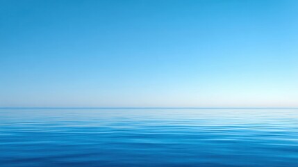 Obraz premium The Ocean Horizon Under Clear Blue Sky With Calm Reflective Water