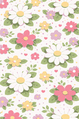Minimalist_Colorful_Pastel_Daisy_and_Floral_Seamless_Pattern