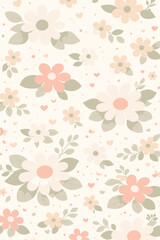 Minimalist_Pastel_Daisy_and_Heart_Scattered_Floral_Wallpaper