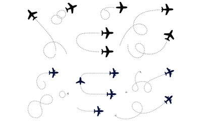 Obraz premium Airplane route circular pattern vector illustration isolated on white 