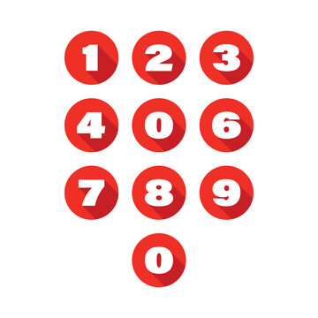 Set of 0-9 numbers. Number icon set. Vector illustration