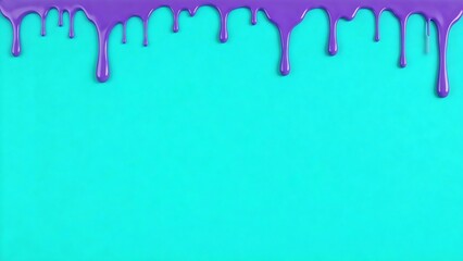 Fototapeta premium Purple paint dripping on blue background